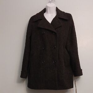 VGT FABIO size Medium women's 100% wool double-breasted charcoal gray coat.